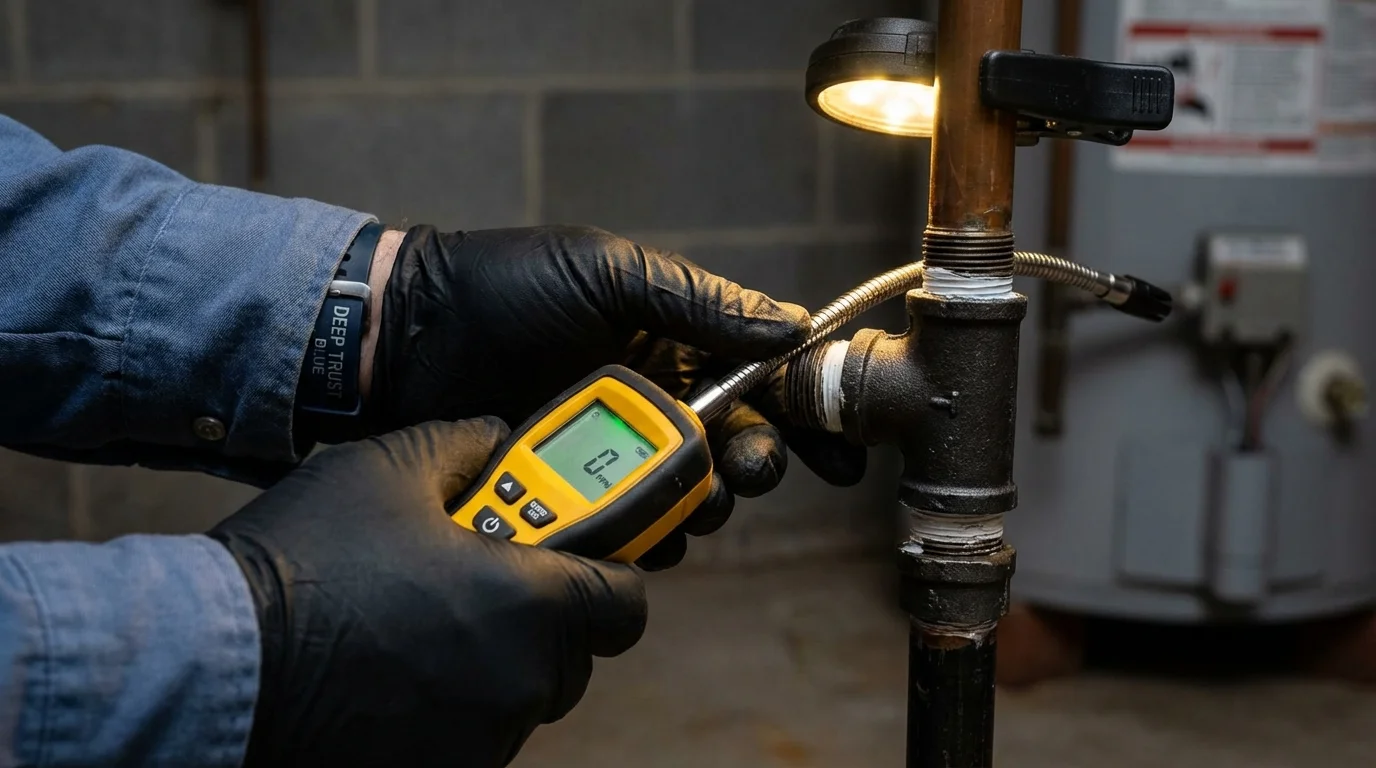 Gas leak detection with electronic sniffer by Johns Plumbing LLC in Braselton