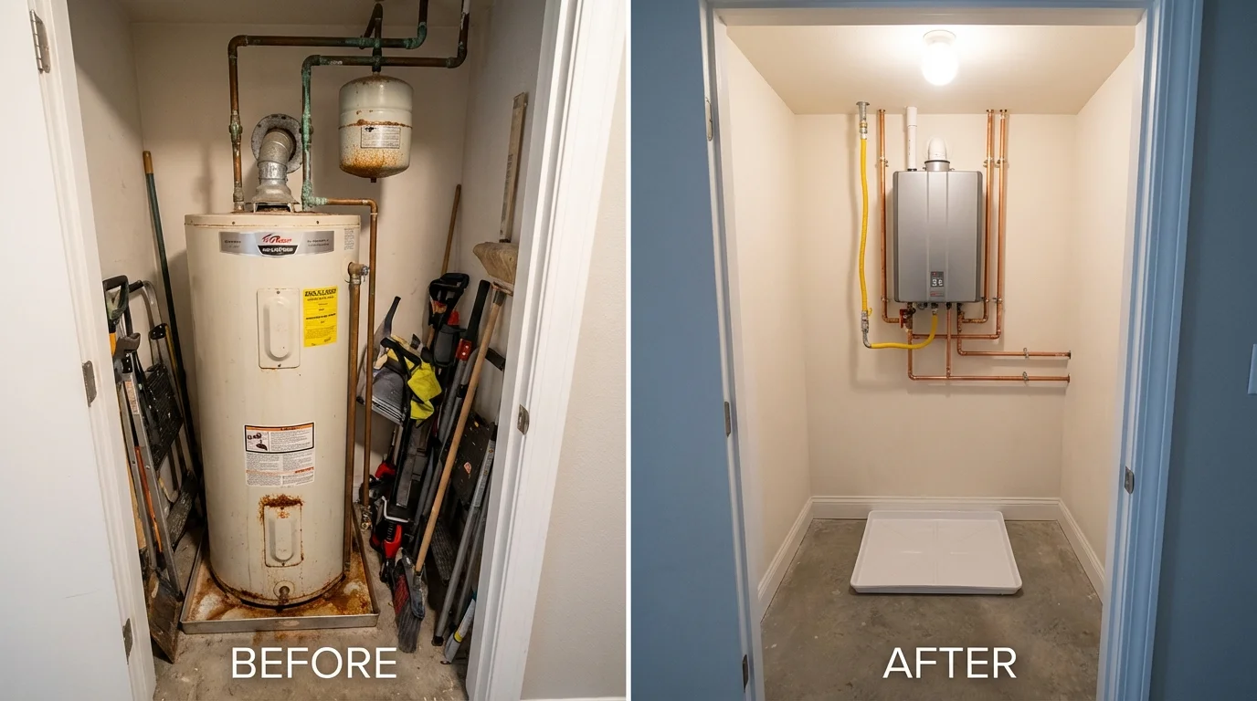 Tank water heater versus wall-mounted tankless unit comparison for Braselton, GA homeowners