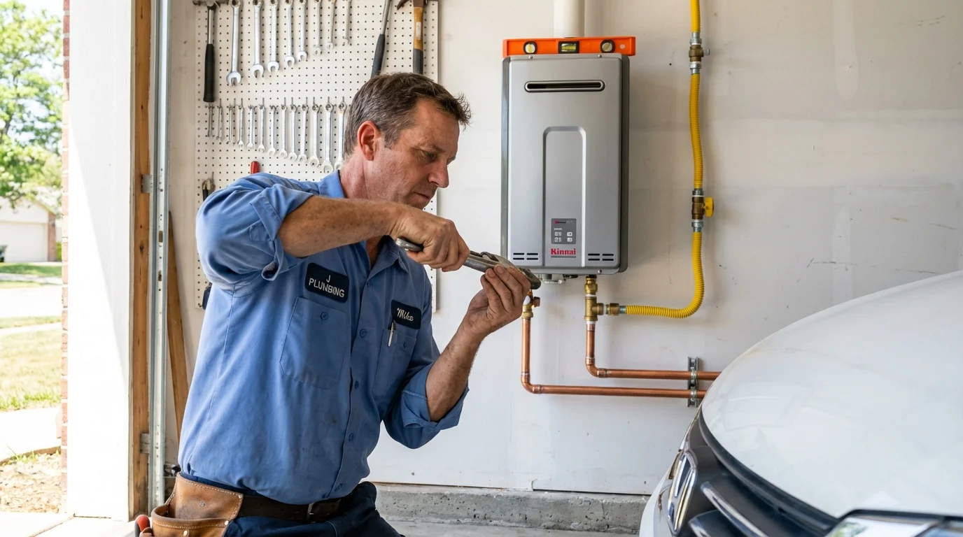 Tankless water heater installation by a Johns Plumbing LLC plumber in Braselton